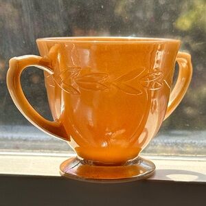 Vintage Fire King peach luster sugar bowl